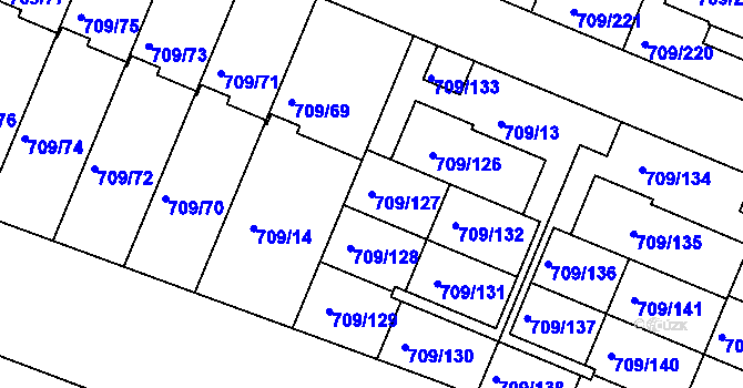Parcela st. 709/127 v KÚ Popůvky u Brna, Katastrální mapa