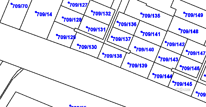 Parcela st. 709/138 v KÚ Popůvky u Brna, Katastrální mapa