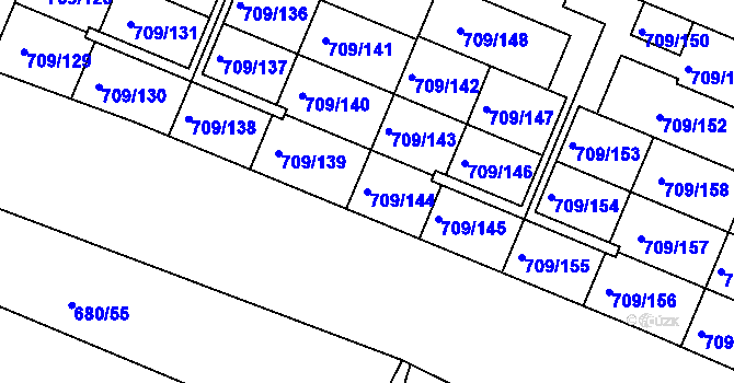 Parcela st. 709/144 v KÚ Popůvky u Brna, Katastrální mapa