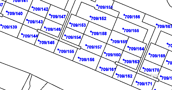 Parcela st. 709/157 v KÚ Popůvky u Brna, Katastrální mapa