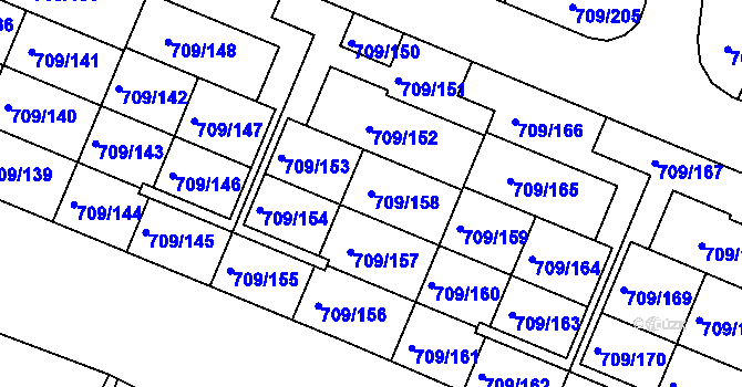 Parcela st. 709/158 v KÚ Popůvky u Brna, Katastrální mapa