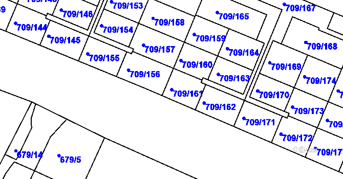 Parcela st. 709/161 v KÚ Popůvky u Brna, Katastrální mapa