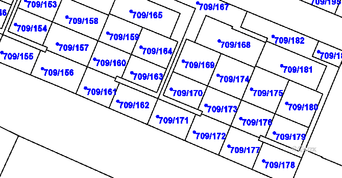 Parcela st. 709/170 v KÚ Popůvky u Brna, Katastrální mapa