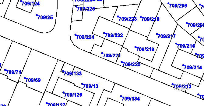 Parcela st. 709/221 v KÚ Popůvky u Brna, Katastrální mapa