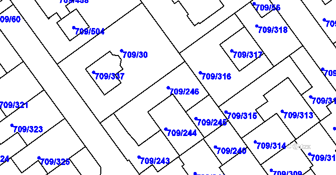 Parcela st. 709/246 v KÚ Popůvky u Brna, Katastrální mapa