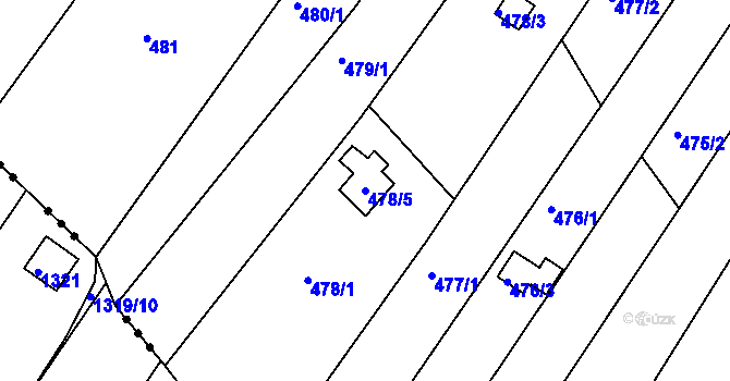 Parcela st. 478/5 v KÚ Popůvky u Brna, Katastrální mapa