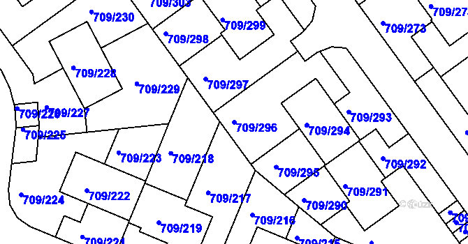 Parcela st. 709/296 v KÚ Popůvky u Brna, Katastrální mapa