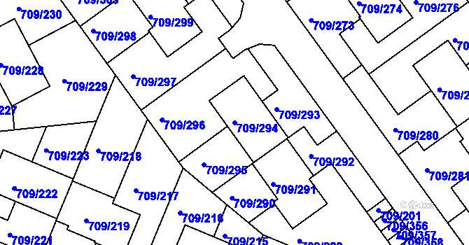 Parcela st. 709/294 v KÚ Popůvky u Brna, Katastrální mapa