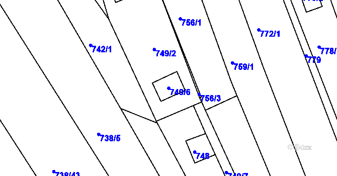 Parcela st. 749/6 v KÚ Popůvky u Brna, Katastrální mapa
