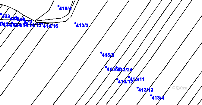 Parcela st. 413/8 v KÚ Popůvky u Brna, Katastrální mapa