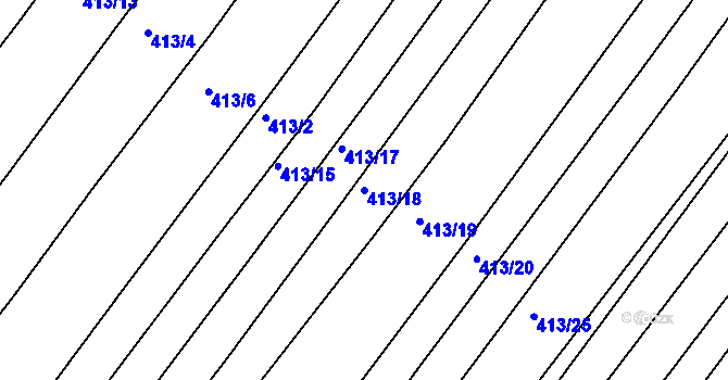 Parcela st. 413/18 v KÚ Popůvky u Brna, Katastrální mapa
