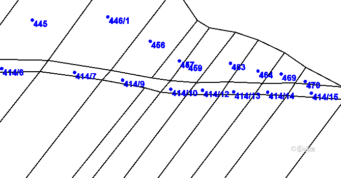 Parcela st. 414/10 v KÚ Popůvky u Brna, Katastrální mapa