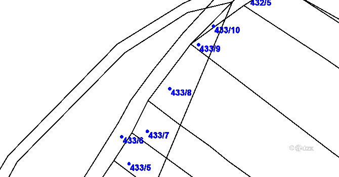 Parcela st. 433/8 v KÚ Popůvky u Brna, Katastrální mapa