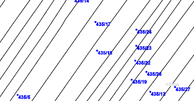 Parcela st. 435/18 v KÚ Popůvky u Brna, Katastrální mapa