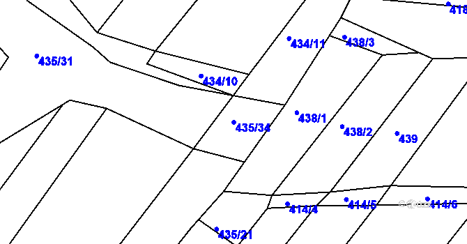 Parcela st. 435/34 v KÚ Popůvky u Brna, Katastrální mapa
