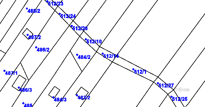 Parcela st. 512/14 v KÚ Popůvky u Brna, Katastrální mapa