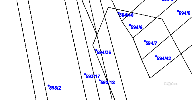 Parcela st. 594/36 v KÚ Popůvky u Brna, Katastrální mapa