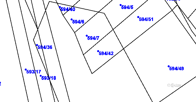 Parcela st. 594/42 v KÚ Popůvky u Brna, Katastrální mapa
