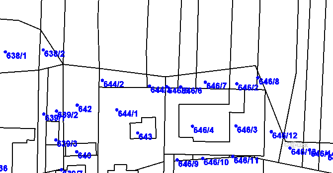 Parcela st. 646/5 v KÚ Popůvky u Brna, Katastrální mapa