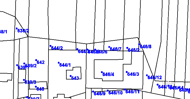 Parcela st. 646/6 v KÚ Popůvky u Brna, Katastrální mapa
