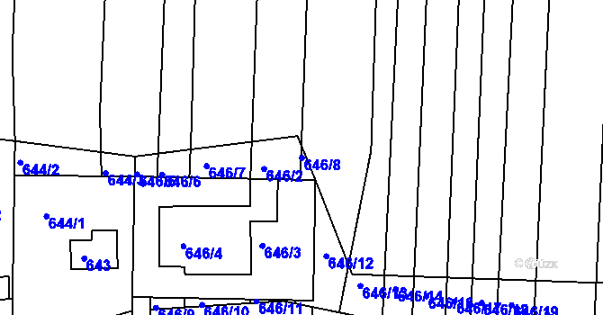 Parcela st. 646/8 v KÚ Popůvky u Brna, Katastrální mapa