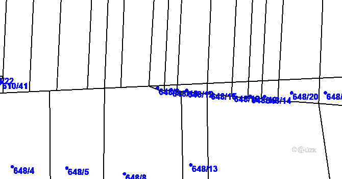 Parcela st. 648/10 v KÚ Popůvky u Brna, Katastrální mapa
