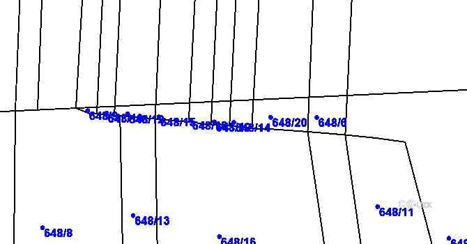 Parcela st. 648/14 v KÚ Popůvky u Brna, Katastrální mapa