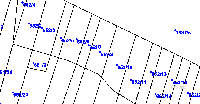 Parcela st. 652/8 v KÚ Popůvky u Brna, Katastrální mapa