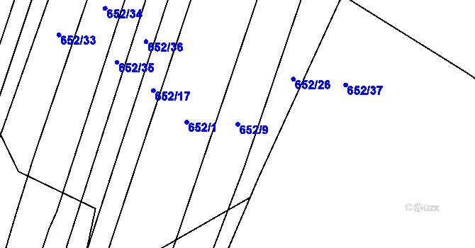 Parcela st. 652/9 v KÚ Popůvky u Brna, Katastrální mapa