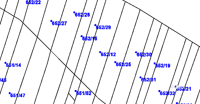 Parcela st. 652/12 v KÚ Popůvky u Brna, Katastrální mapa