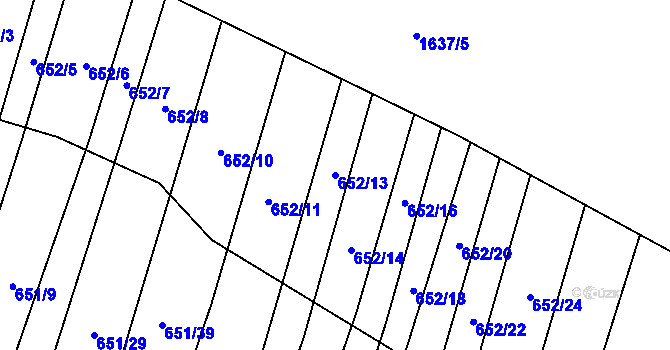 Parcela st. 652/13 v KÚ Popůvky u Brna, Katastrální mapa