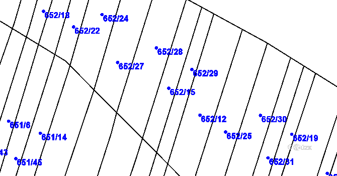 Parcela st. 652/15 v KÚ Popůvky u Brna, Katastrální mapa