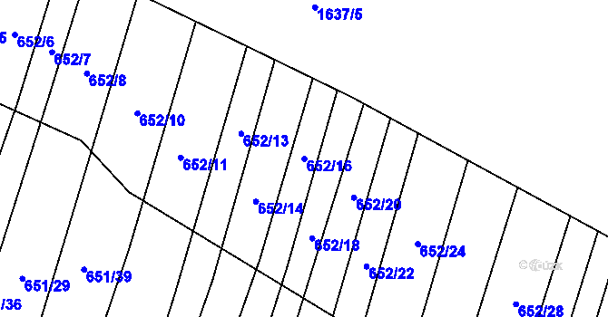 Parcela st. 652/16 v KÚ Popůvky u Brna, Katastrální mapa
