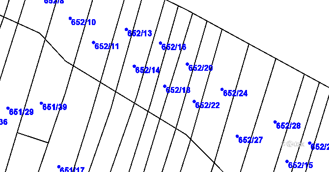 Parcela st. 652/18 v KÚ Popůvky u Brna, Katastrální mapa