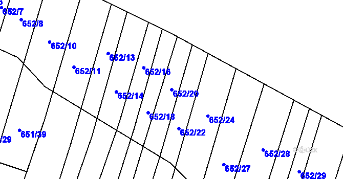 Parcela st. 652/20 v KÚ Popůvky u Brna, Katastrální mapa