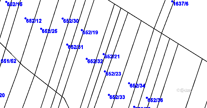 Parcela st. 652/21 v KÚ Popůvky u Brna, Katastrální mapa
