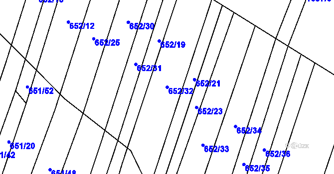 Parcela st. 652/32 v KÚ Popůvky u Brna, Katastrální mapa