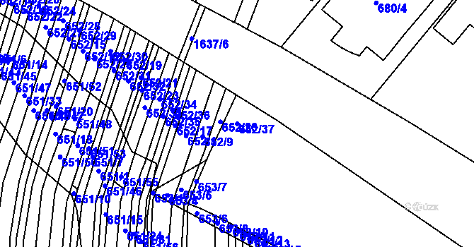 Parcela st. 652/37 v KÚ Popůvky u Brna, Katastrální mapa