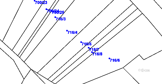 Parcela st. 716/5 v KÚ Popůvky u Brna, Katastrální mapa