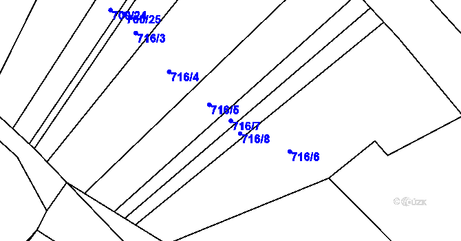 Parcela st. 716/7 v KÚ Popůvky u Brna, Katastrální mapa