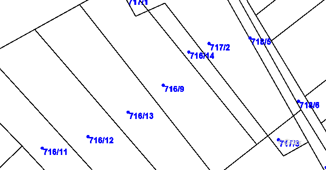 Parcela st. 716/9 v KÚ Popůvky u Brna, Katastrální mapa