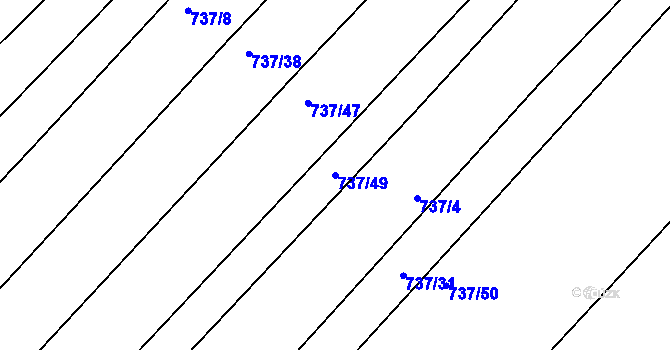 Parcela st. 737/49 v KÚ Popůvky u Brna, Katastrální mapa