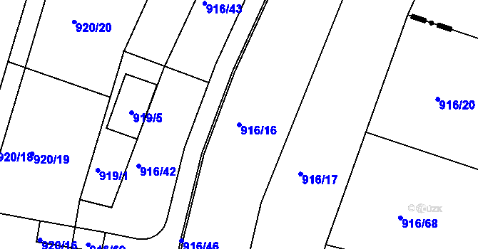 Parcela st. 916/16 v KÚ Popůvky u Brna, Katastrální mapa