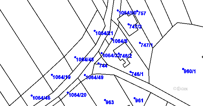 Parcela st. 1064/22 v KÚ Popůvky u Brna, Katastrální mapa