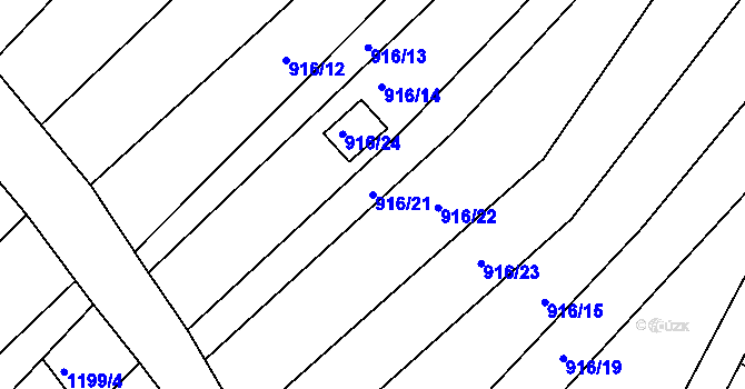 Parcela st. 916/21 v KÚ Popůvky u Brna, Katastrální mapa