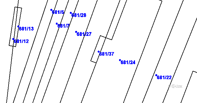 Parcela st. 681/37 v KÚ Popůvky u Brna, Katastrální mapa
