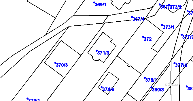 Parcela st. 371/3 v KÚ Popůvky u Brna, Katastrální mapa