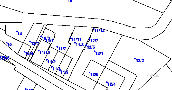 Parcela st. 12/6 v KÚ Popůvky u Brna, Katastrální mapa
