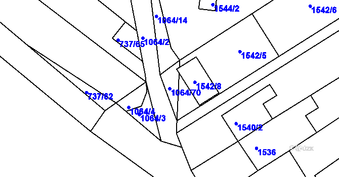Parcela st. 1064/70 v KÚ Popůvky u Brna, Katastrální mapa