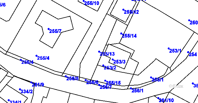 Parcela st. 255/13 v KÚ Popůvky u Brna, Katastrální mapa